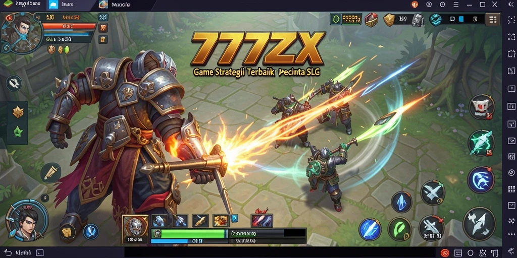 Screenshot gameplay 777ZX menampilkan pertempuran strategi yang mendebarkan dan pembangunan kerajaan.