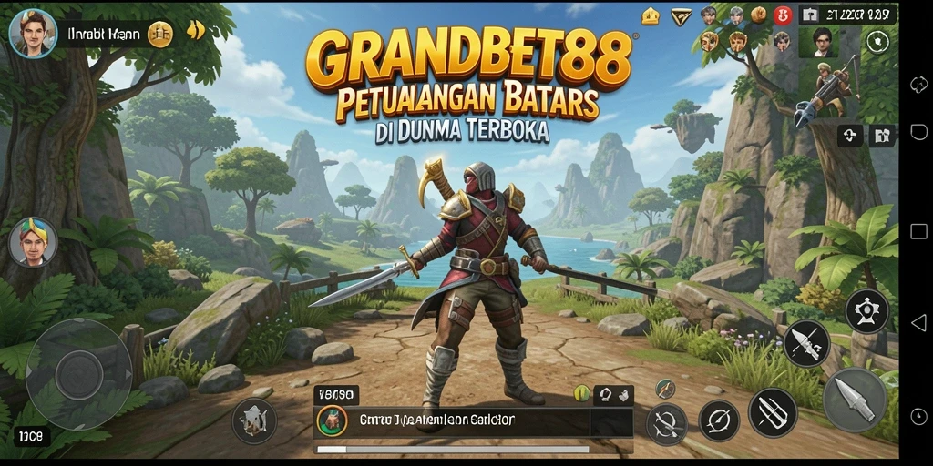Tangkapan layar menunjukkan gameplay mengesankan dari GRANDBET88 di dunia terbuka.