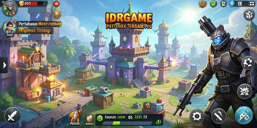 Tampilan gameplay IDRGAME menampilkan strategi menara yang mendebarkan.