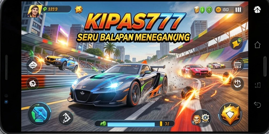 Screenshot utama KIPAS777 menampilkan aksi balap yang seru dan penuh tantangan.