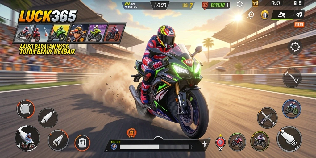 Gameplay LUCK365 yang menegangkan dan seru saat balapan.