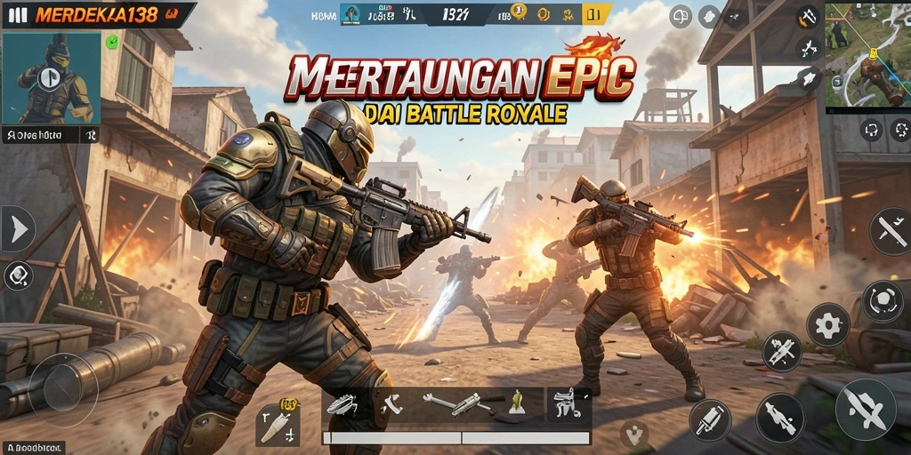 Gameplay seru dan menegangkan di MERDEKA138 Battle Royale.