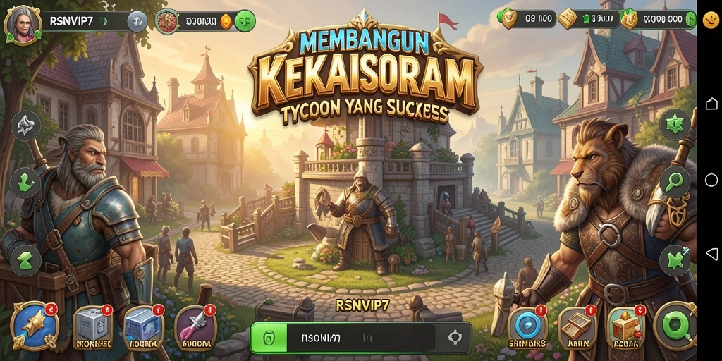 Tampilan gameplay menarik dari RSNVIP7 yang menunjukkan pembangunan kekaisaran bisnis.