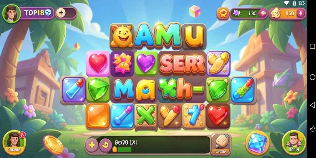 Tampilan gameplay seru dalam game Match-3 TOPI189.